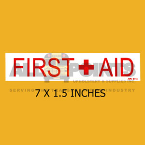 DECAL - FIRST AID, 7x1.5&quot;, Red on White