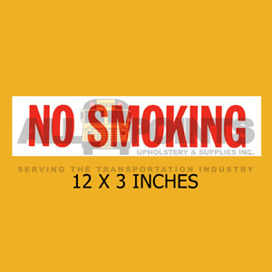 DECAL - NO SMOKING, 12X3", RED ON WHITE
