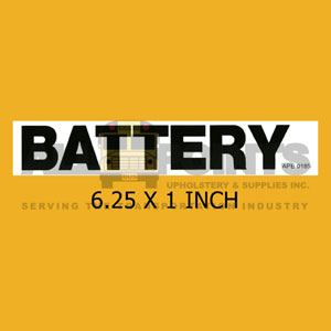 DECAL - BATTERY, 6.25x1", Black on White