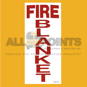 DECAL - FIRE BLANKET, 10X4.5&quot;, RED ON WHITE