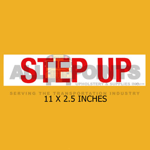 DECAL - STEP UP, 11X2.5&quot;, RED ON WHITE