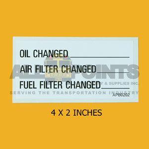 DECAL - OIL, AIR, FUEL FILTER CHANGE, 4X2", BLACK 