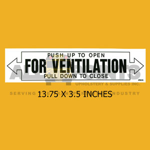 DECAL - &quot;FOR VENTILATION ...PUSH/PULL&quot;, 