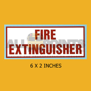 DECAL - FIRE EXTINGUISHER, 6X2.25", RED ON WHITE