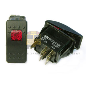 ROCKER ON/OFF SWITCH WITH RED INDICATOR, 5 BLADE