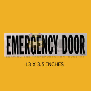 DECAL - EMERGENCY DOOR, 13X3.5", BLACK ON SILVER