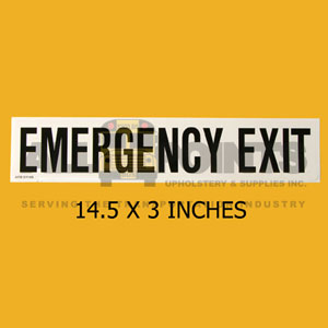 DECAL - EMERGENCY EXIT, 14.5 X 3", BLACK ON CLEAR
