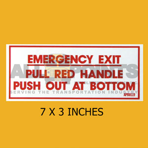 DECAL - EMER. EXIT PULL RED HANDLE..., 7X3, RED