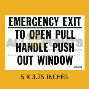 DECAL - EMERGENTCY EXIT TO OPEN PULL..., 5X3.25", 