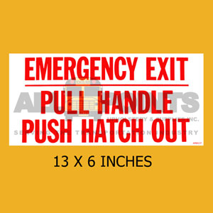 DECAL - EMERGENCY EXIT PULL HANDLE..., 13X6, RED