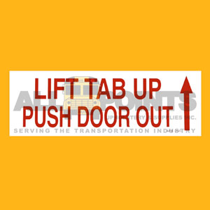 DECAL - LIFT TAB UP PUSH DOOR OUT, 5.5X3.75, RED O