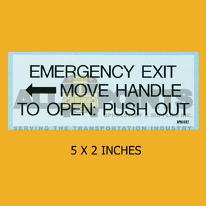 DECAL - EMERGENCY EXIT MOVE HANDLE...5X2", BLACK O