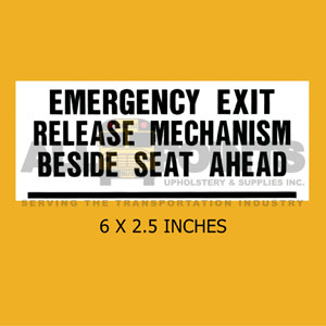 DECAL - EMERGENCY EXIT RELEASE..., 6X2.5&quot;, BL