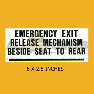 DECAL - EMERGENCY EXIT RELEASE..., 6X2.5", BLACK O