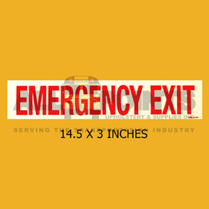 DECAL - EMERGENCY EXIT, RED ON CLEAR 14.5X3"